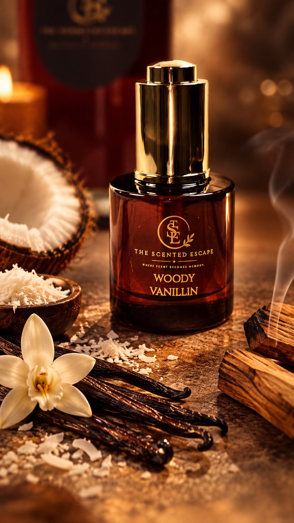 Woody Vanilla luxury perfume oil by The Scented Escape